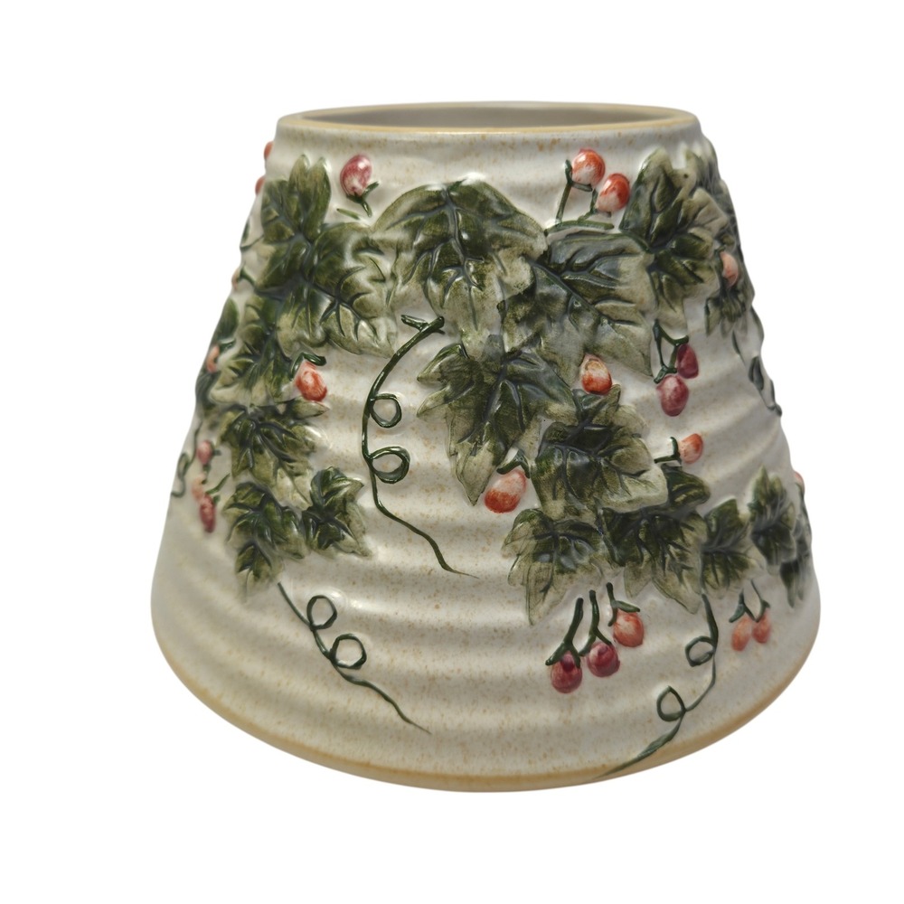 Yankee Candle Ceramic Jar Candle Shade Topper Berry Vine Emboss Fall Xmas Beige